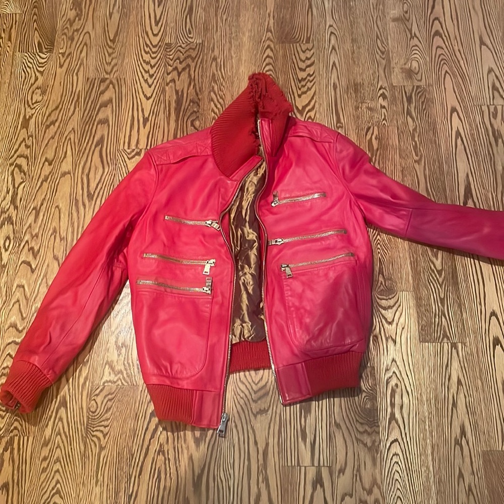 Mens Red leather jacket